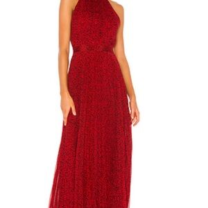 Alice + Olivia Kelissa Halter Pleat Maxi Dres